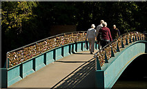 SK2168 : An iron footbridge across the River Wye in Bakewell by Roger A Smith