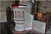 SE7388 : Appleton-le-Moors, Christ Church: The pulpit with fine sgraffito decoration by Michael Garlick