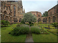 SO8454 : Worcester Cathedral, Cloister Garth by David Dixon