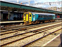ST3088 : Single coach train at platform 2, Newport station by Jaggery