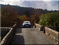 Traffic crossing Llanrwst Bridge