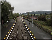 SO4382 : South through Craven Arms railway station by Jaggery