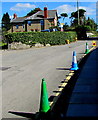 Cones on the approach to St Athan Primary School