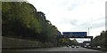 Sign gantry over M56 southbound ahead of junction 5