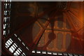 View of a poppy light projection on the ceiling of Leadenhall Market