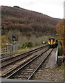 Cardiff Central train approaching Crosskeys station