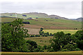 SO1458 : Farmland and moorland north of Llangyfrwys in Powys by Roger  D Kidd