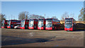 Buses in the yard at Bromley Garage