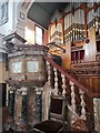 Organ and pulpit at Wainsgate Baptist Chapel, Old Town, Hebden Bridge