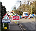 Bilingual temporary signs, Cwmbach Road, Aberdare