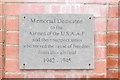 TL8964 : Plaque on the 47th, 322nd & 94th BG (H) memorial at Rougham by Adrian S Pye