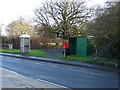 TA1434 : Elizabeth II postbox and telephone box on the A165, Ganstead by JThomas