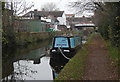 Narrowboat moored along the Staffordshire and Worcestershire Canal