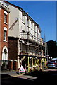 Scaffolding on the west side of St Peter Street, Tiverton