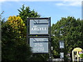 Sign for the Argyll Bar & Carvery, Eastham