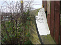 Flood mark on a garden wall, Brighouse