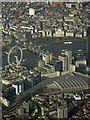 Waterloo railway station and The London Eye from the air