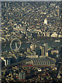 Waterloo railway station and The London Eye from the air