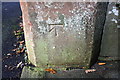 Benchmark on stone gatepost at entrance to East End, Bunkershill