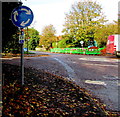 SO7708 : Roundabout sign, School Lane, Whitminster by Jaggery