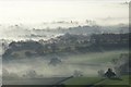 Misty farmland