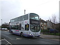 First bus on Holmewood Road, Bradford