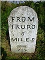 SW9047 : Old Milestone by the former A390, east of Probus by Rosy Hanns