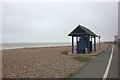 Bus shelter on the beach