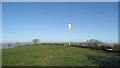 Wind turbine & hill top at Greenway Hall near Baddeley Edge