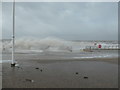 SD3034 : Wave breaking on the sea wall, Blackpool by Christine Johnstone