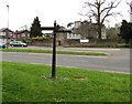 Black signpost on the west side of Church Road, Lydney