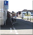 Priority over oncoming vehicles sign, Albany Street, Crindau, Newport