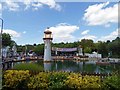 SU9474 : Legoland pirates stunt show lake and tower by Steve  Fareham