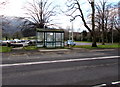 Bus stop and shelter near Nevill Hall Hospital, Abergavenny