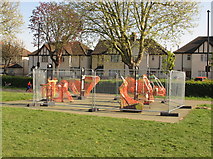 TQ2081 : Outdoor gym fenced off during coronavirus pandemic by David Hawgood