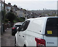 Whimsical notice on the back of a car parked alongside Brynglas Road, Newport