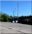 ST3089 : Telecoms mast and cabinets below the M4 motorway, Newport by Jaggery