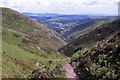 SO4395 : Path at top of Mott's Road with Carding Mill Valley beyond by Colin Park
