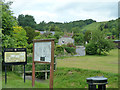 Edge of Alkham village green with information boards