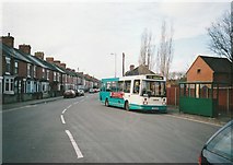 SK2421 : Bus at south end of Anglesey Road, Burton upon Trent by Richard Vince