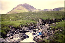 NG5118 : Abhainn nan Leac just above the waterfall by Richard Law