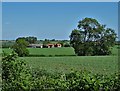 View over fields to Hall Farm