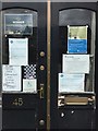 SP2865 : Notices at the door, 45 Coten End, Warwick in lockdown by Robin Stott