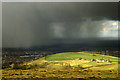 SJ9373 : Heavy snow shower crossing Macclesfield as seen from Tegg's Nose by Colin Park