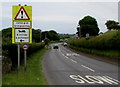 Cattle grid warning sign near Ogmore Village