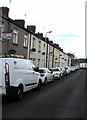 ST3188 : Parked vehicles and satellite dishes, East Usk Road, Newport by Jaggery