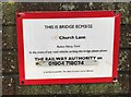 Church Lane Bridge Sign