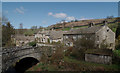 The pack horse bridge and Brook Street, Hebden