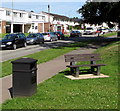 Bench and litter bin, Kings Fee, Monmouth