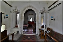 TL9558 : Gedding, St. Mary's Church:  Chancel arch and crocketed hoodmoulds added in the 1884 restoration by Michael Garlick
